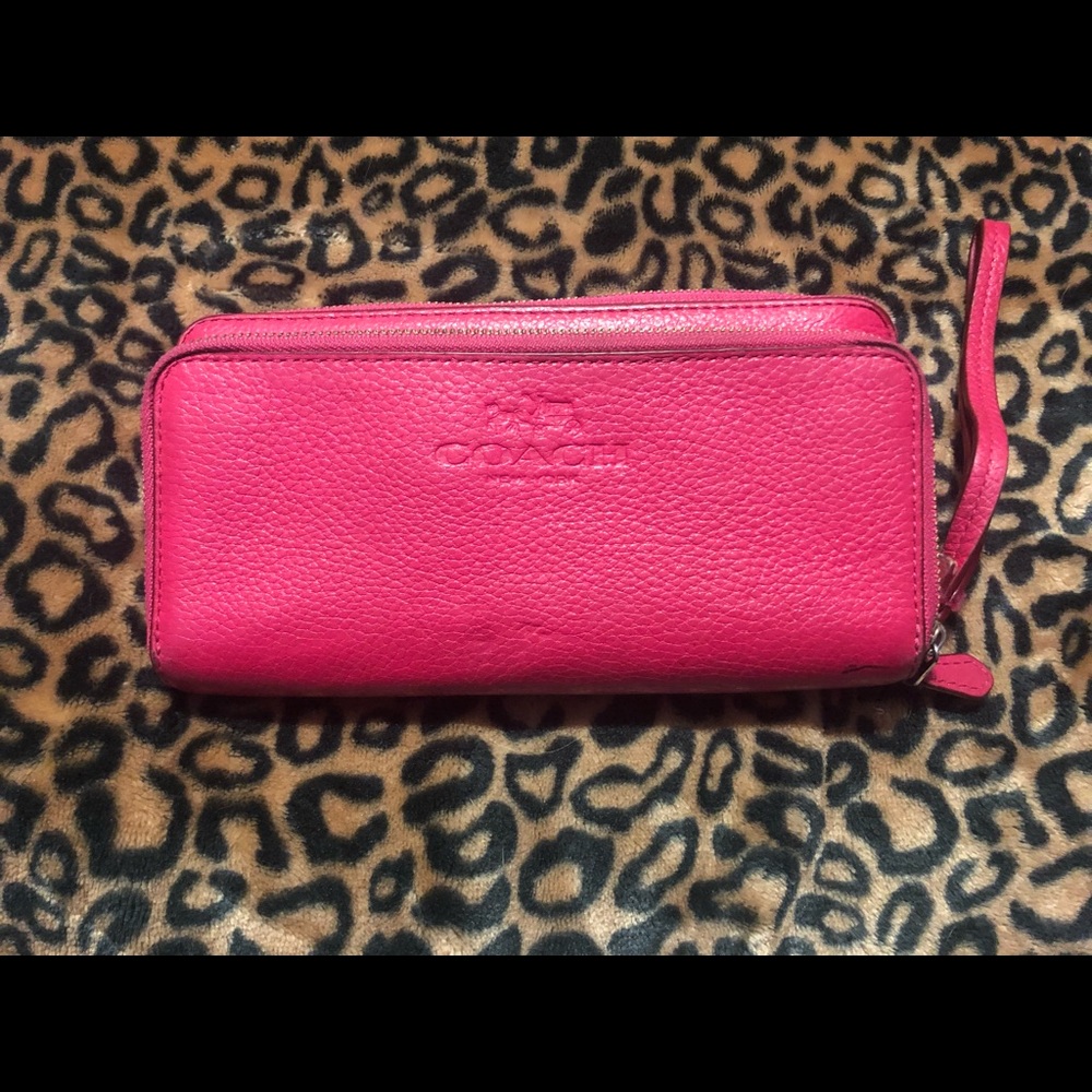Hot pink coach wallet/wristlet